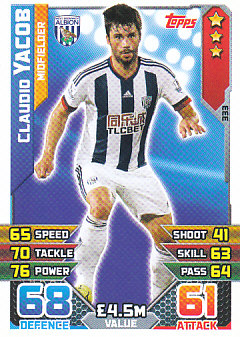 Claudio Yacob West Bromwich Albion 2015/16 Topps Match Attax #333